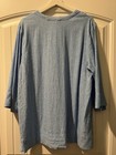 Lands  End Women s Xl Blue Linen Blend Tunic Top 3 4 Sleeve Split Neck