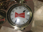 Budweiser Hanging Pocket Watch Clock Double Side With Medallion Clock Works Turn
