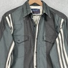 Vintage Wrangler Brushpopper Shirt M X-lt Black Gray Striped Western Cowboy Usa