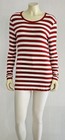 Michael Kors Women Blouse Size M Red   White Stripes Ls 95  Rayon 5 Spandex