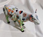 Cowparade Hand-painted Ceramic  harriet  Cow Figurine Bank Colorful Heart Design