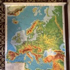 New Vtg 40-60s Pull-down Nystrom Color Relief Map Europe Classroom Large Works