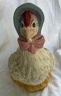Vintage Ceramic Chicken Wearing A Bonnet 10 Inches Tall