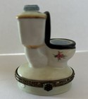 Vintage  antique   Style Hinged Decorative Toilet Ceramic Trinket Box