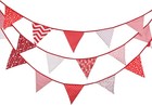 10m 32ft Triangle Bunting Banner  36 Pcs Cotton Fabric Flags Pennant Red 
