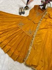 New Heavy Mustard Yellow Crepe Silk Top Lehenga With Dupatta For Women   Girls