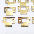 Lot Of 16 Vintage Door Lock Strike Plate Gold Color Steel Reclaim Salvage 2 x1 