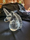 Vintage Hand Blown Art Glass Unicorn Paperweight Controlled Bubbles Figurine