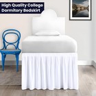 Dorm Bed Skirt Twin Xl 32 Inch Drop Length - White Ruffled Pattern College Dorm