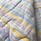 Vintage Pastel Striped Ruffled Baby Quilt Blanket Soft Nursery Decor