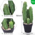 Artificial Cactus Fake Cacti Faux Plant With Black Planter For Home 16 Inch