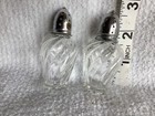 Vintage clear Glass  Silver Plate Tops     salt   Pepper Shakers