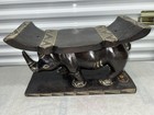 African Carved Wood Rhino Stool Side Table Sculpture Figurine - As Is