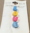 Vtg Streamline Card W 4 Letters Spells Love Kid Plastic Realistic Buttons 3 8   