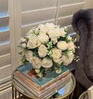 Artificial Peonies Silk Flowers  White Faux Peony Bouquet 4 Bundles Florals