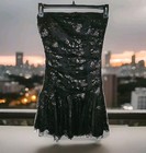 Betsey Johnson Strapless Evening Teacup Ruffle Lace Black Dress Sz 6 Y2k Vintage