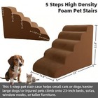 5 Step Pet Stairs Ramp For High Beds Sofas 23-30 Inch With Sturdy Non Slip Wa   