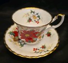 Royal Albert Bone China    poinsettia    Cup   Saucer England Christmas Bone China