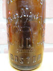 J Gahm   Son Boston Brown Amber Bottle Old Antique Glass Beer Soda Embossed Ad