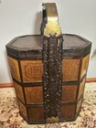 Antique Chinese 3 Tier Wedding Basket Woven Bamboo Carved Wood Dragon Handle