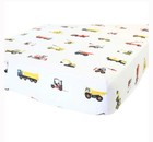Addison Belle 100  Organic Cotton Fitted Crib Sheet Construction Trucks Print