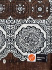 Vintage Vera Neumann Linen Tea Towel Brown Cream Medallion Tile Nos Mcm