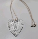 Vtg Signed Waterford Crystal Heart Pendant On  Sterling Chain