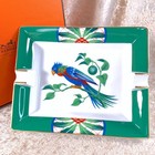 Vintage Hermes Paris Porcelain Ashtray Change Tray Parakeet Bird Porcelain W box