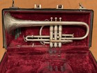 Antique 1918-1920 King Master Model Cornet Satin Silver With Case  Mouth Piece