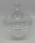 Vintage Etched Glass Footed Apothecary Jar Pedestal Circus Tent Lid Clear 7 