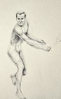 Vintage Original Nude Drawing Male Nude Sketch Graphite Pencil