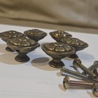 6x Vintage Victorian Style Brass Plated Dresser Desk Drawer Knob 1960 -