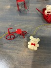 Vintage Flocked Teddy Bears On Metal Ornaments Lot 9 Read
