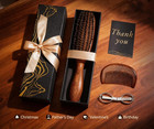 Hair And Beard Brush Kit For Men With Natural Boar Bristles And Sapele Wood