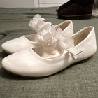 Sugar Childrens White Copper Key Ballet Flats With Floral Strap Detail