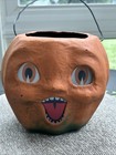 Bethany Lowe Happy Halloween Paper Mache Pumpkin Bucket - Large - Vintage Style