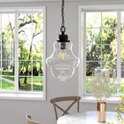 Hudson And Canal 9 13  Wide Pendant With Glass Shade Blackened Bronze  Ul