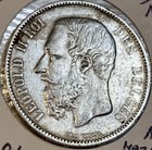 1868 Belgium Silver Five 5 Francs Position A Extra Fine Xf Condition Coin