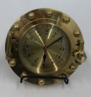 Vintage Brass Ships Porthole Quartz Ship s Time Clock 9    Diameter Works Great