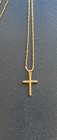Delicate Vintage Christian Cross Pendant Necklace Gold Plate Sterling Silver 925