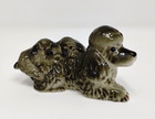 Vintage Green Poodle Dog 2 Pups Laying On Back Ceramic Glossy Glaze 3  X 1 5 8 