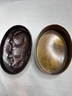 Vintage Rabbit Trinket Box Brass Copper Tone Oval Woodland Decor