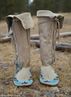 Vintage 1970 s Native American Tall Deerskin Beaded Moccasins