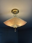 Antique Vintage Art Deco Ceiling Light Fixture Chandelier Hobnail 