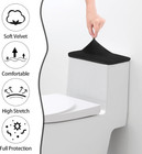 Toilet Lid Cover Set  Soft   Absorbent  Machine Washable  Black   Grey