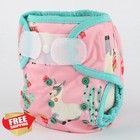 Baby Cloth Diaper Cover Pink Alpaca Hook Loop One Size