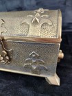 Antique Brass Jewelry Casket Keepsake Box Chest Coffin