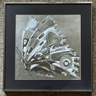 Vintage 70s Abstract Butterfly Foil Etching Wall Hanging Mid Century Modern Art