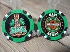 Maui Harley Davidson Emblem Poker Chip - Maui  Hawaii - Green Black White