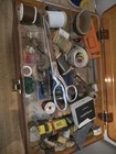 Vintage Acrylic Sewing Box - Tons Of Vintage Sewing Ephemera Inside 